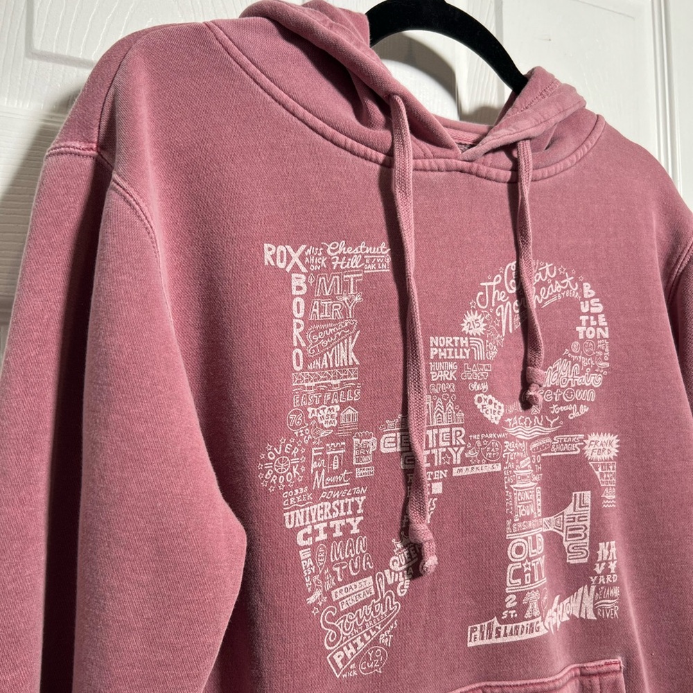 Pullover Hoodie Sweatshirt - Dusty Rose with Graphic - Picture 2 of 5